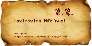 Maximovits Mánuel névjegykártya